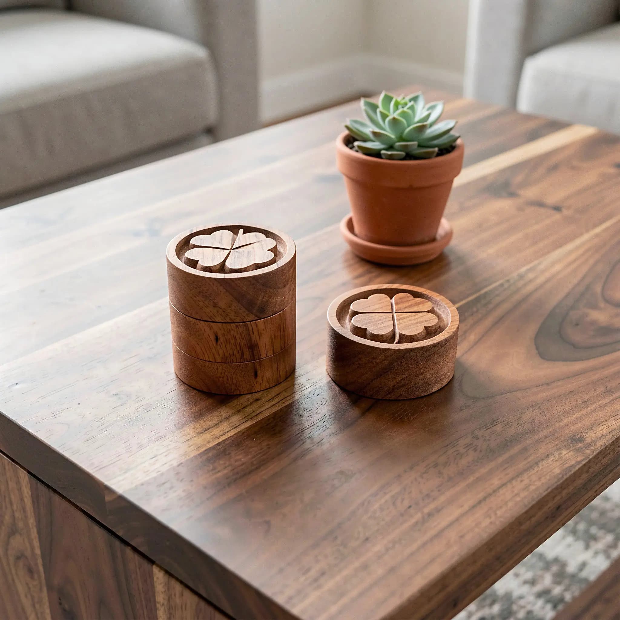 4Pcs Wood Passive Essential Oil Diffuser Compact Round Design 2 Inch Portable Natural Wood Aroma Diffuser No Electricity for Car