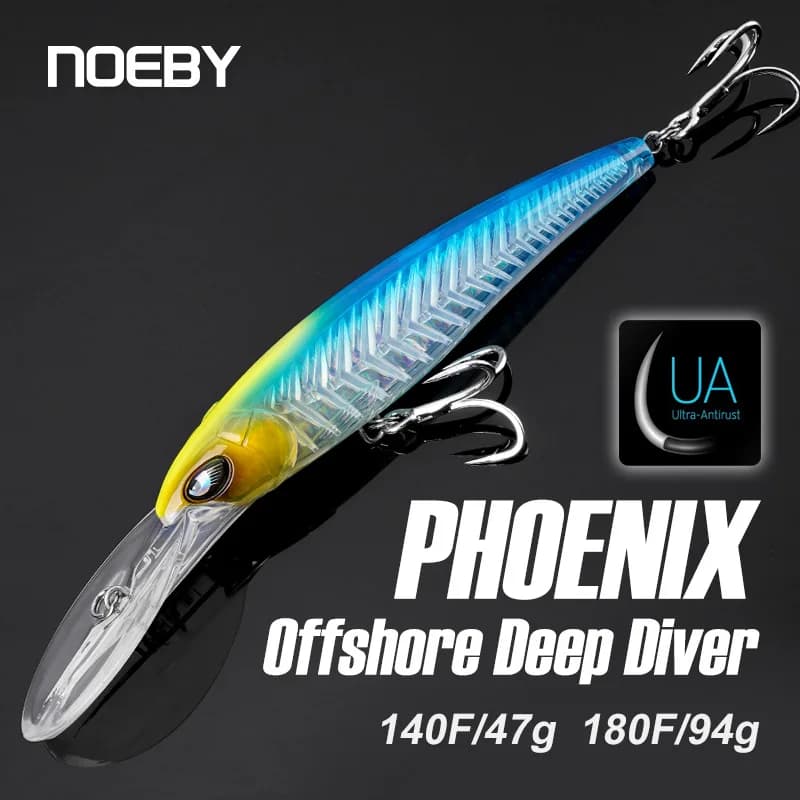 Noeby Trolling Minnow Richiamo di Pesca 140mm 47g 180mm 94g Esca Dura Artificiale Più Spessa Lisca di Pesce Diver Profondo Richiamo di Pesca Galleggiante