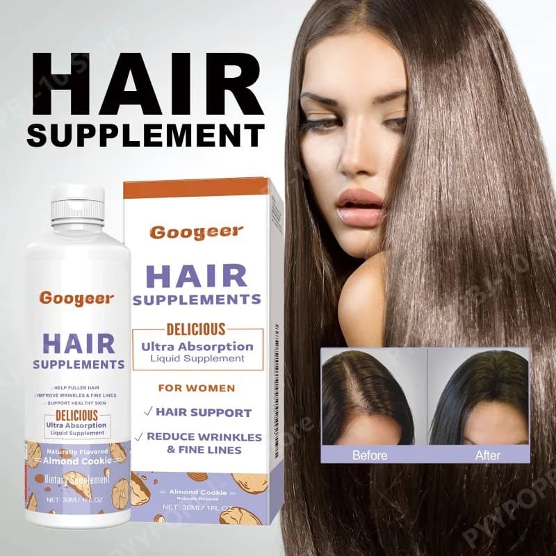 Hair Beauty Liquid Supplement with Biotin Vitamin B6 Pumpkin Seed Oil Supports Healthy Looking Hair Almond Cookie Flavor 30ml