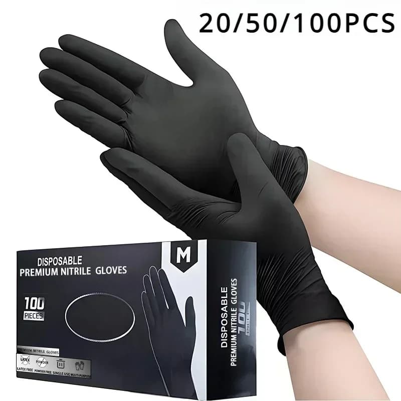 Guanti monouso in nitrile nero 20/50/100 pezzi, guanti in nitrile per la pulizia della casa senza lattice, per la pulizia della cucina e del bagno