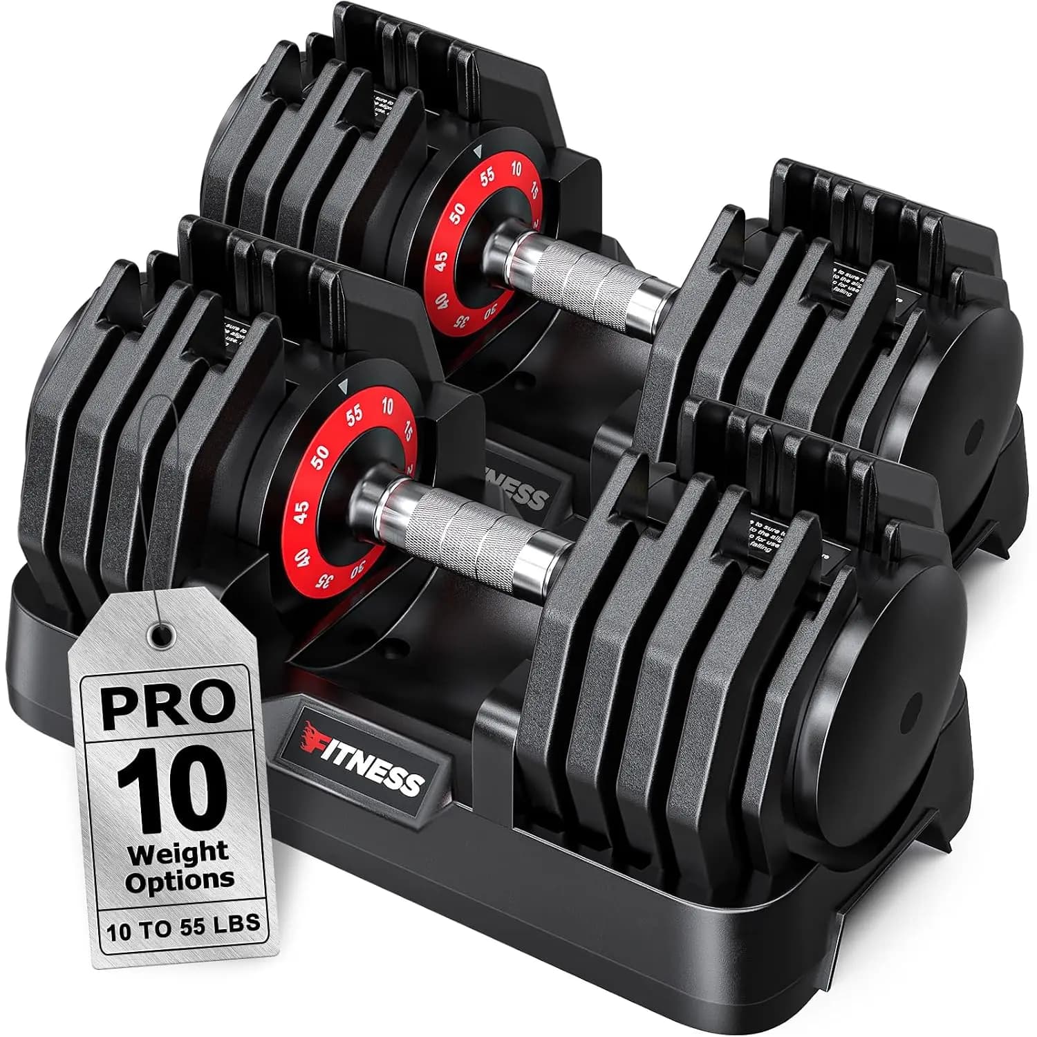 Adjustable Dumbbell 25/55/80LB Pair, 10/16 Weights, Quick Adjust, Knurled Grip, Dual-Lock Safety, Home Gym, Customized