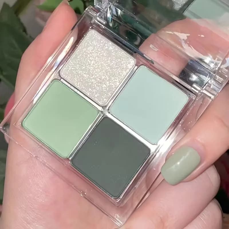 4 Color Green Shade Tray Low Saturation Cup Shade Tray With Pigments For Makeup Eyes Matte Palette For Makeup Eyes Durable