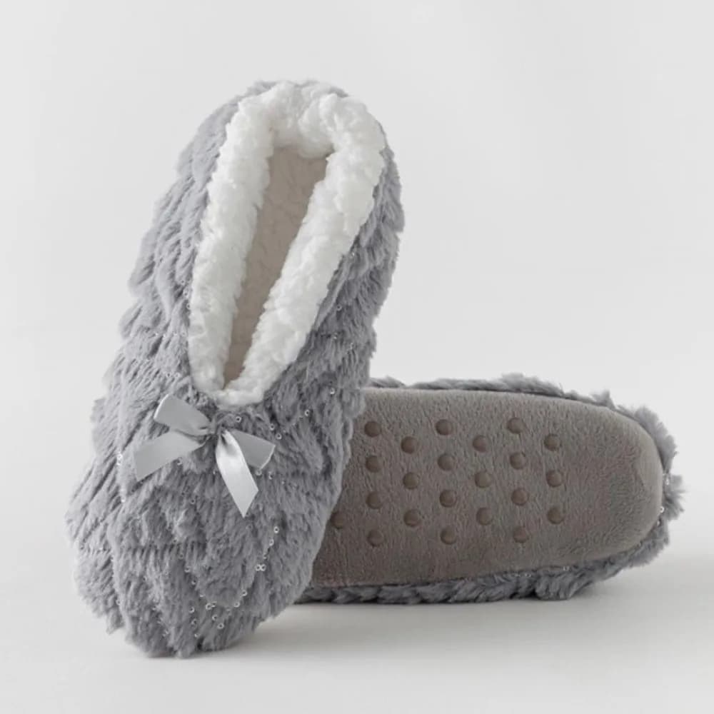 Comfortable Thickened Slipper Socks Thermal Non Slip House Slipper Soft with Butterfly Bow Indoor Floor Socks House Wear