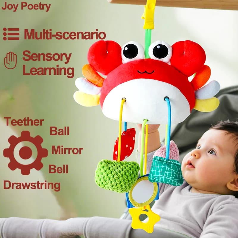 Specchio con coulisse pennellato Cheer Baby Bed Giocattolo appeso Animale del fumetto Campana Ciondolo Passeggino morbido Seggiolino auto Culla Apprendimento sensoriale