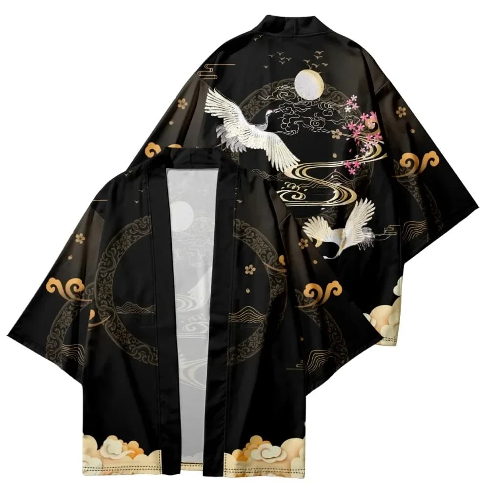 Kimono estivo da uomo Moda Samurai Camicia da spiaggia a maniche corte Kimono da donna Cardigan allentato Accappatoi Kimono Abbigliamento giapponese
