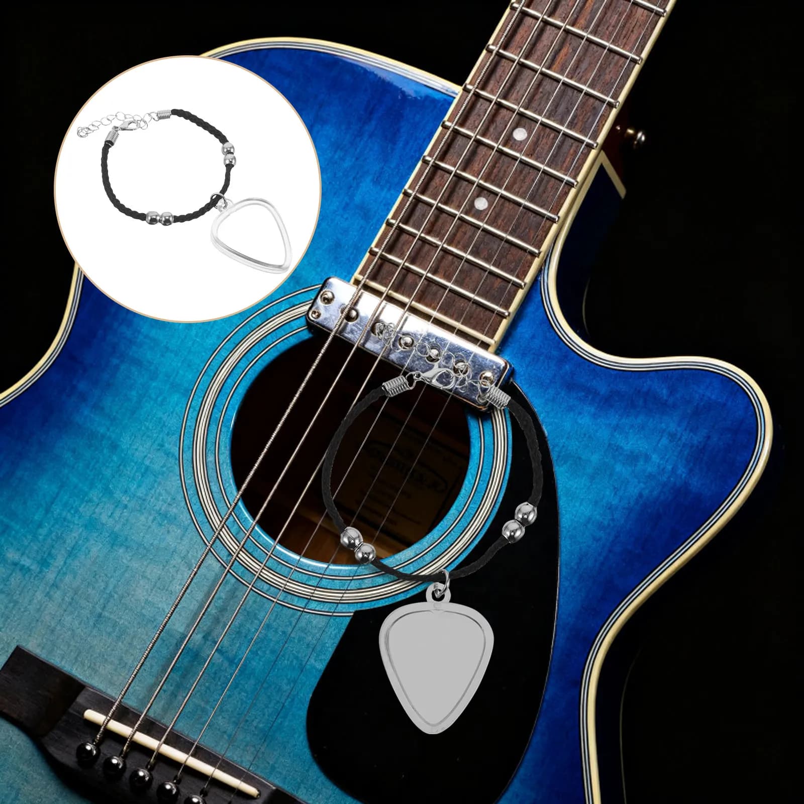 Set di 1 Braccialetto Porta Plettri a Forma di Cuore Compatto, Mini Custodia Portatile per Plettri, Organizzatore per Accessori Musicali