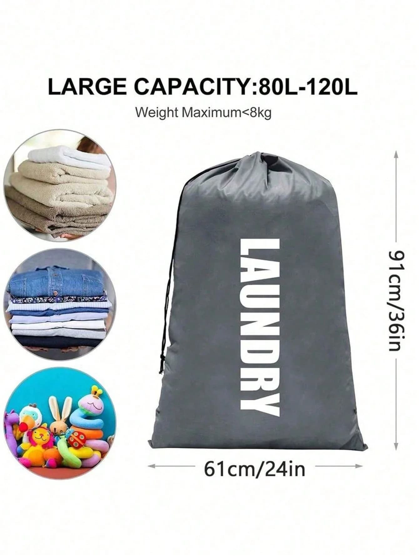 Borsa per Bucato Extra Large con Cordoncino, Resistente, per Viaggi, Dormitorio, Palestra, Conservazione Vestiti