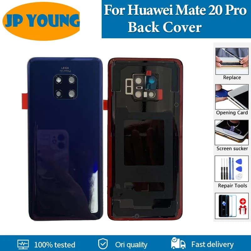 Original New Back Battery Cover For Huawei Mate 20 Pro Back Glass Panel Housing Door Rear Case with Camera Lens Replacement