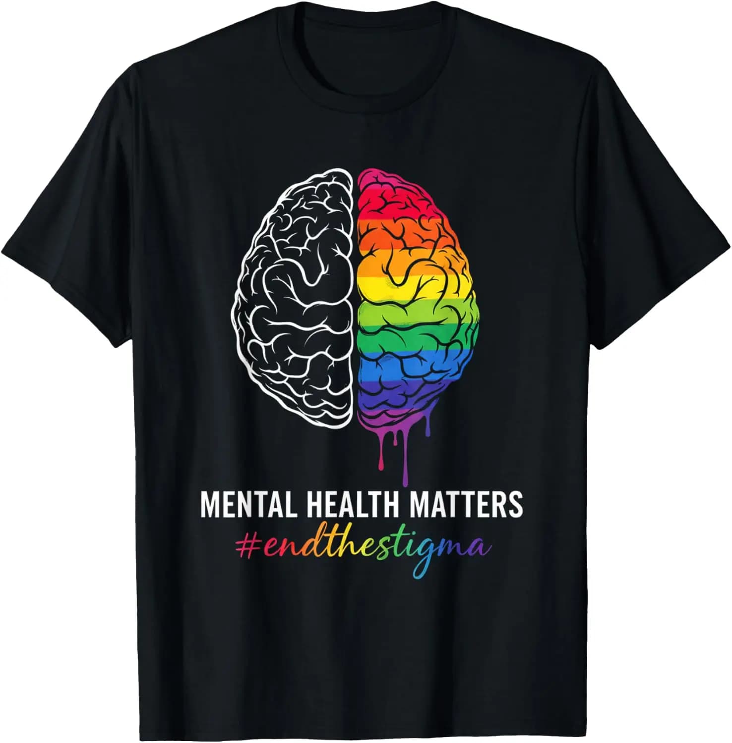Mental Health Matters End The Stigma T-Shirt 100% Cotton Trendy Y2K Short-Sleeve Tee – Soft, Quick-Drying, & Moisture-Wicking; Ideal for Sports or Casual Wear; Great Gift for Christmas or Halloween.