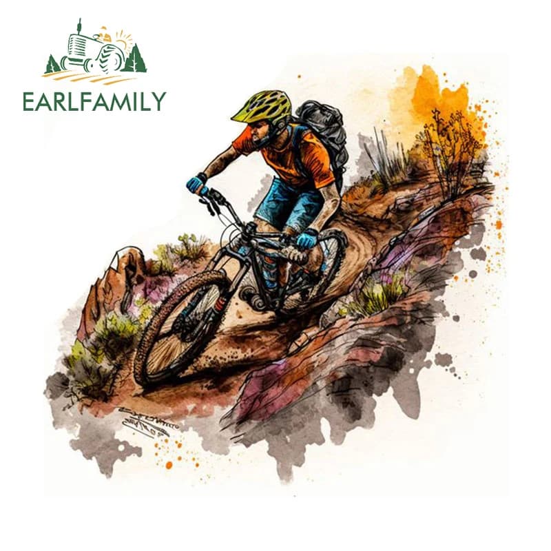 EARLFAMILY 13cm X 12.4cm for Mountain Bike Mud Adventure Car Stickers Fashionable Waterproof Car helmet with Creative Car Label