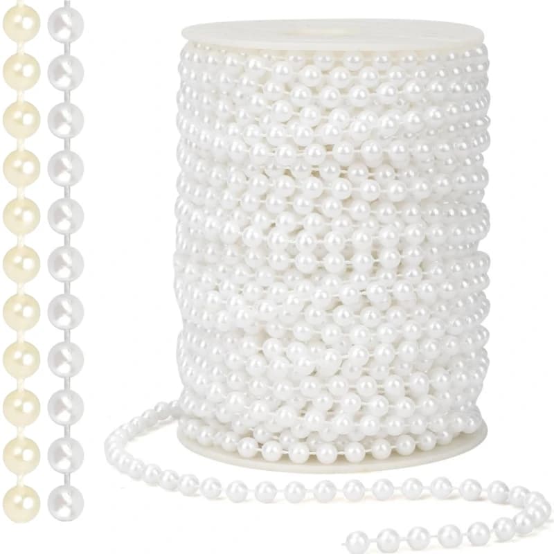 2/5m ABS Imitation Pearl Bead Chain Line Cord Thread Trim 4/5/6/8/10mm for Wedding Party Decoration DIY Jewelry Accessories