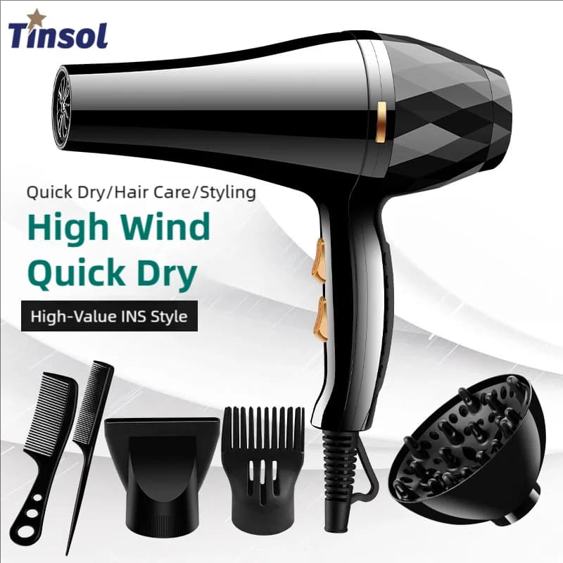 TINSOL Professional hair dryer, high-power negative ion hot and cold ultra-quiet hair dryer for home and salon styling tools