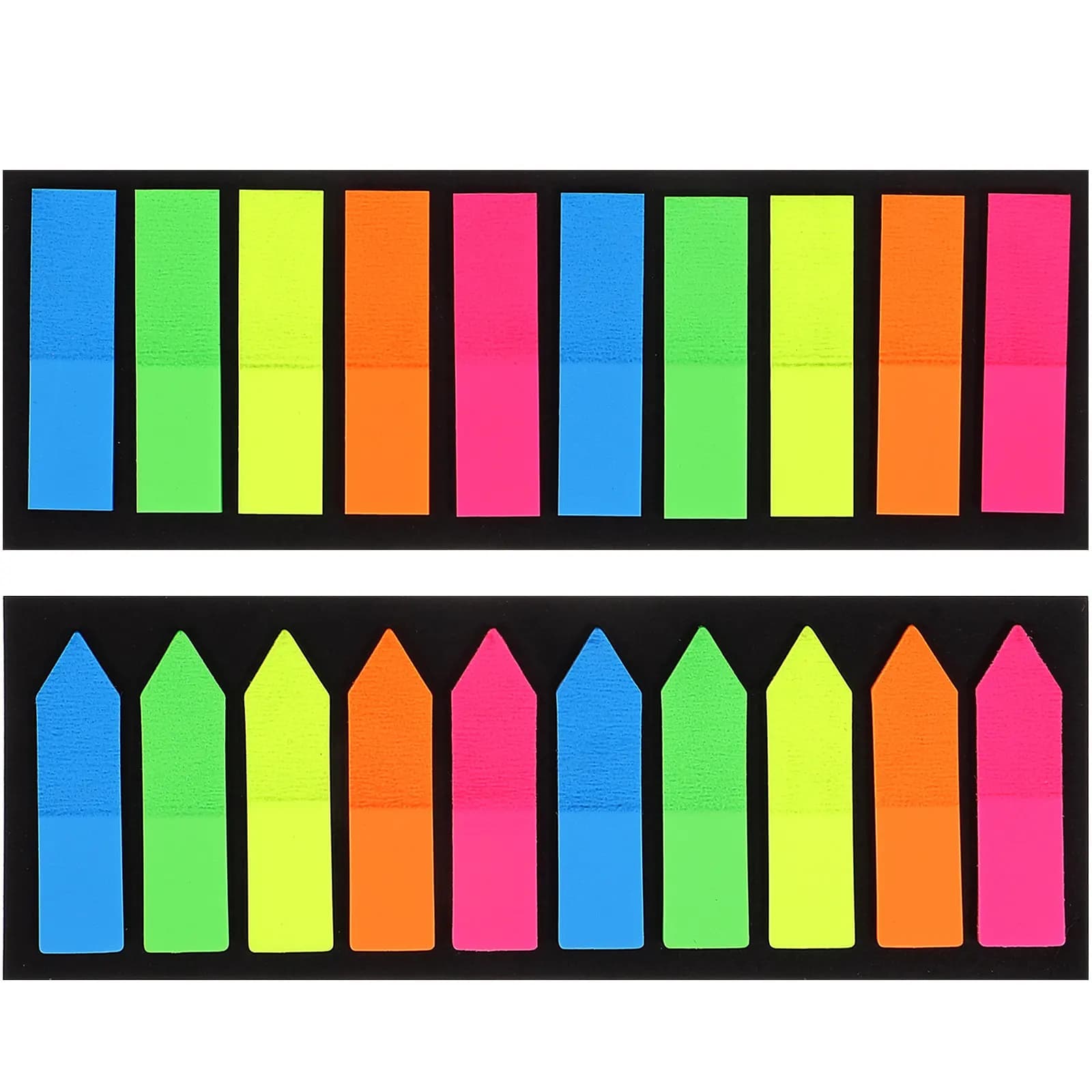 2 set di etichette adesive fluorescenti con punta a freccia, facilmente riposizionabili, scrivibili, per libri, agenda, file, scuola, ufficio, studio