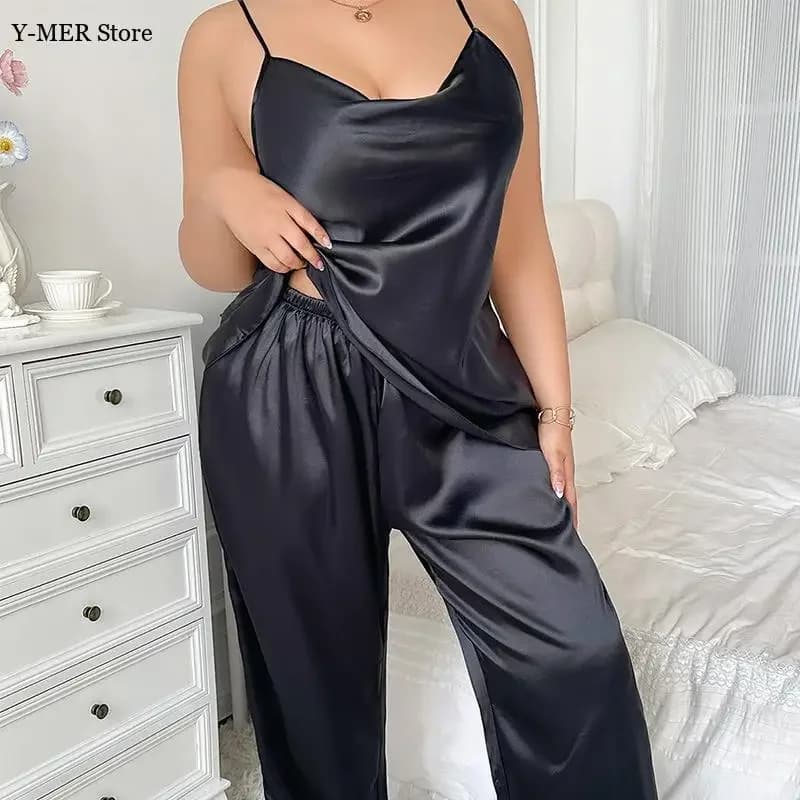 Big Size 4Xl 5Xl Sexy Women Satin Nightwear Lady Summer Chemise Pajamas Suit Night Outfit New Sleepwear Cami&shorts 2Pcs Pyjamas