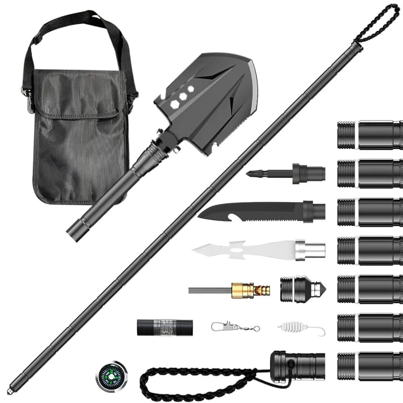 Outdoor Multi-functional Camping and Hiking Aluminum Trekking Poles Shovel and Hiking Stick Set