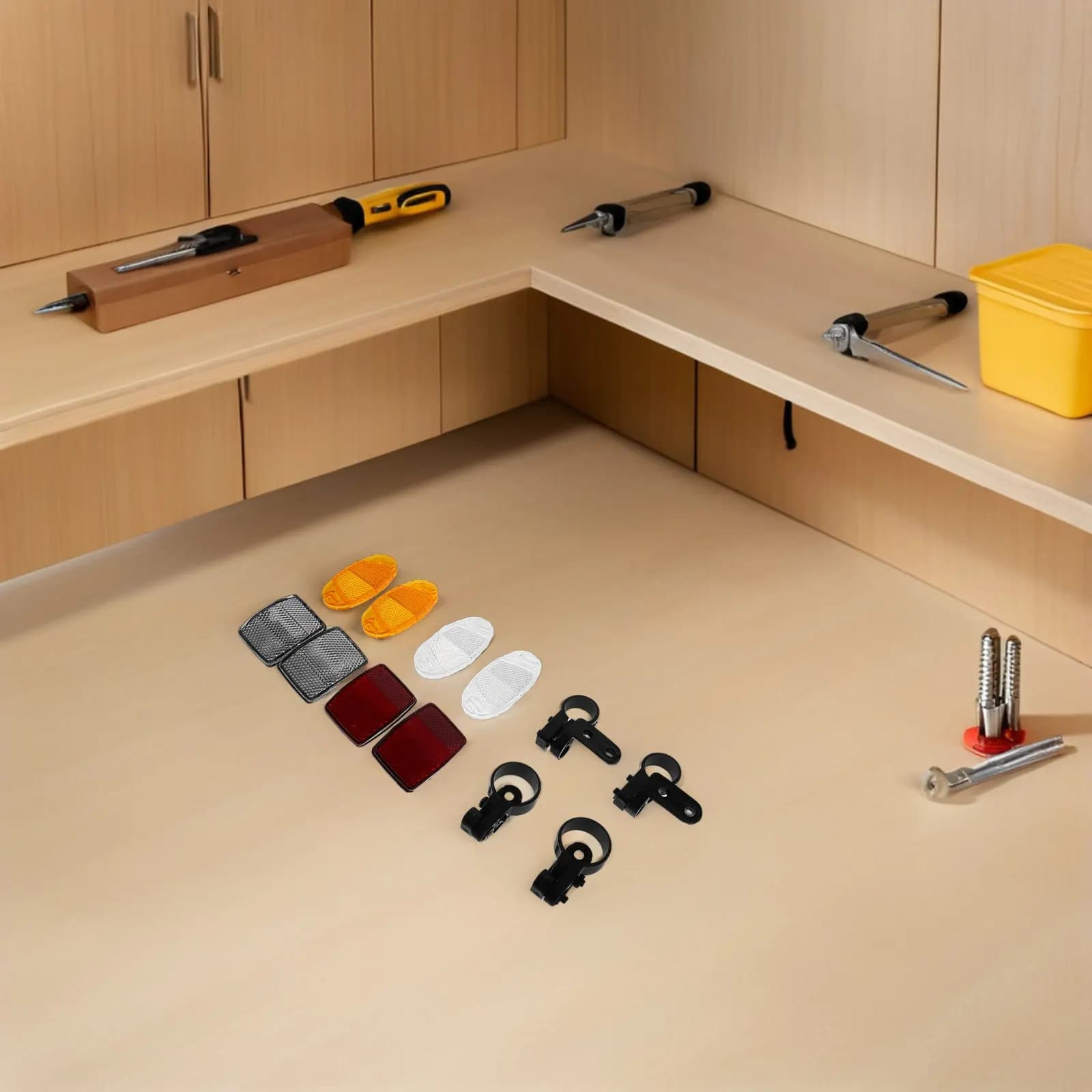 Set di Riflettori per Bicicletta, Anteriori e Posteriori, Impermeabili, in Plastica Resistente, Luce Posteriore Riflettente di Sicurezza per la Guida Notturna