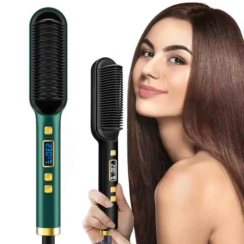 2-in-1 Professional Electric Brush for Straight Hair and Ricci with LCD Display
