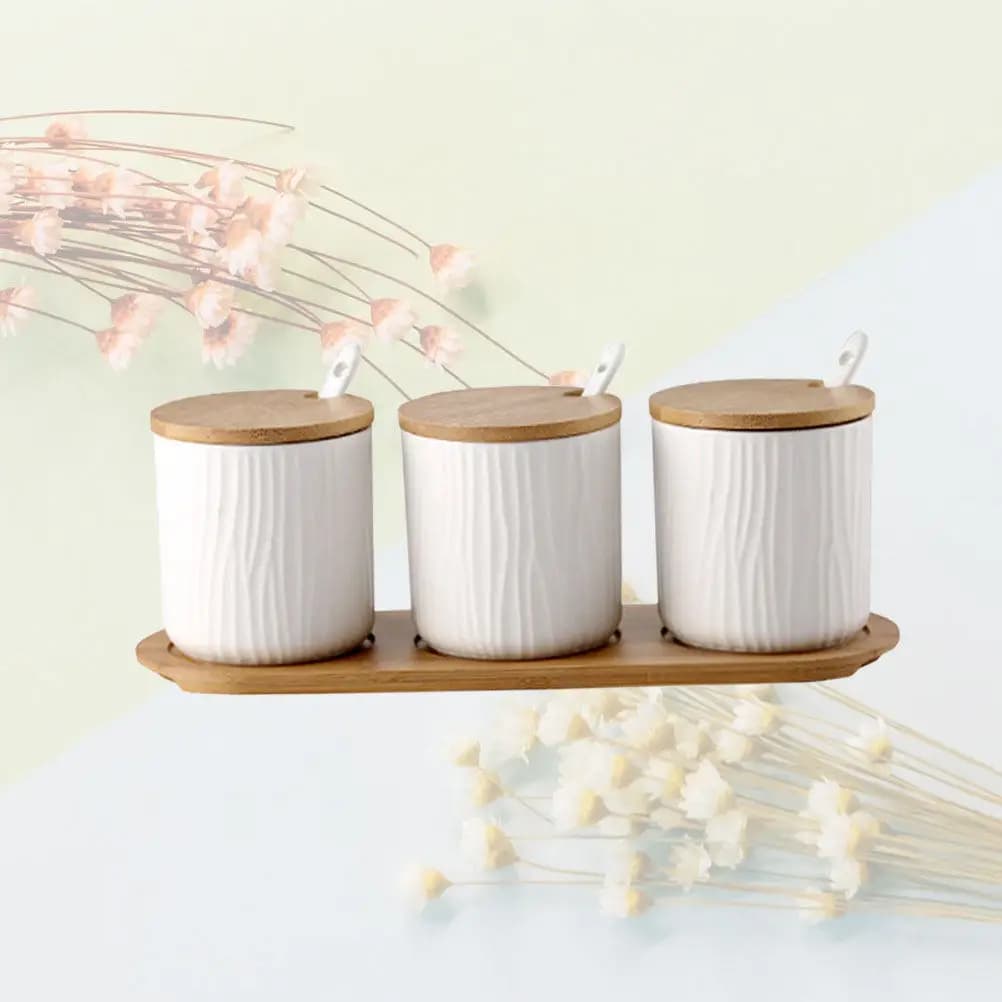 9.5x28.5cm Creative Nordic Ceramic Spice Jar Set Seasoning Storage Box Food Grade Material Easy Wash Keep Spices Fresh Practical