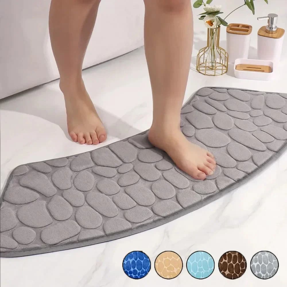 1PC Bathroom Mat Embossed Mat with pebbles Curved Carpet Anti-slip Mat Absorbent Mat Shower Toilet Mat