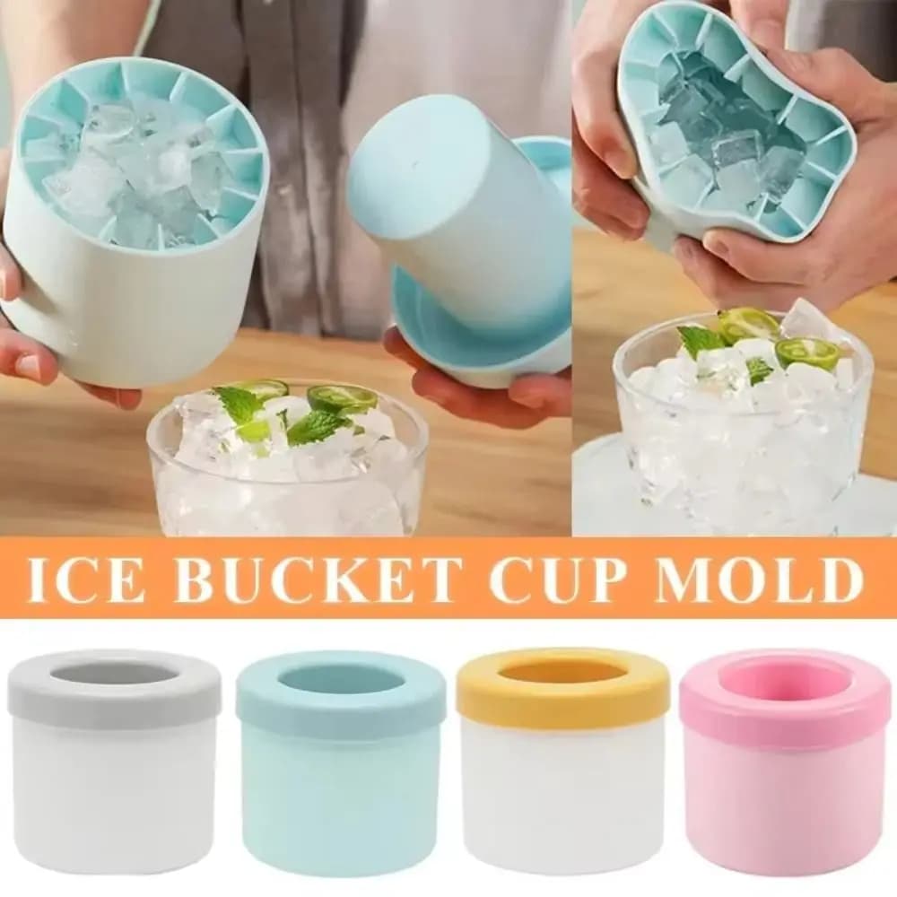 Stampo Creativo in Silicone per Cubetti di Ghiaccio, Congelamento Rapido, Secchiello per Ghiaccio Riutilizzabile, Coppa per Ghiaccio Cilindrica, Macchina per Ghiaccio Fai-da-te Estiva per Frigorifero
