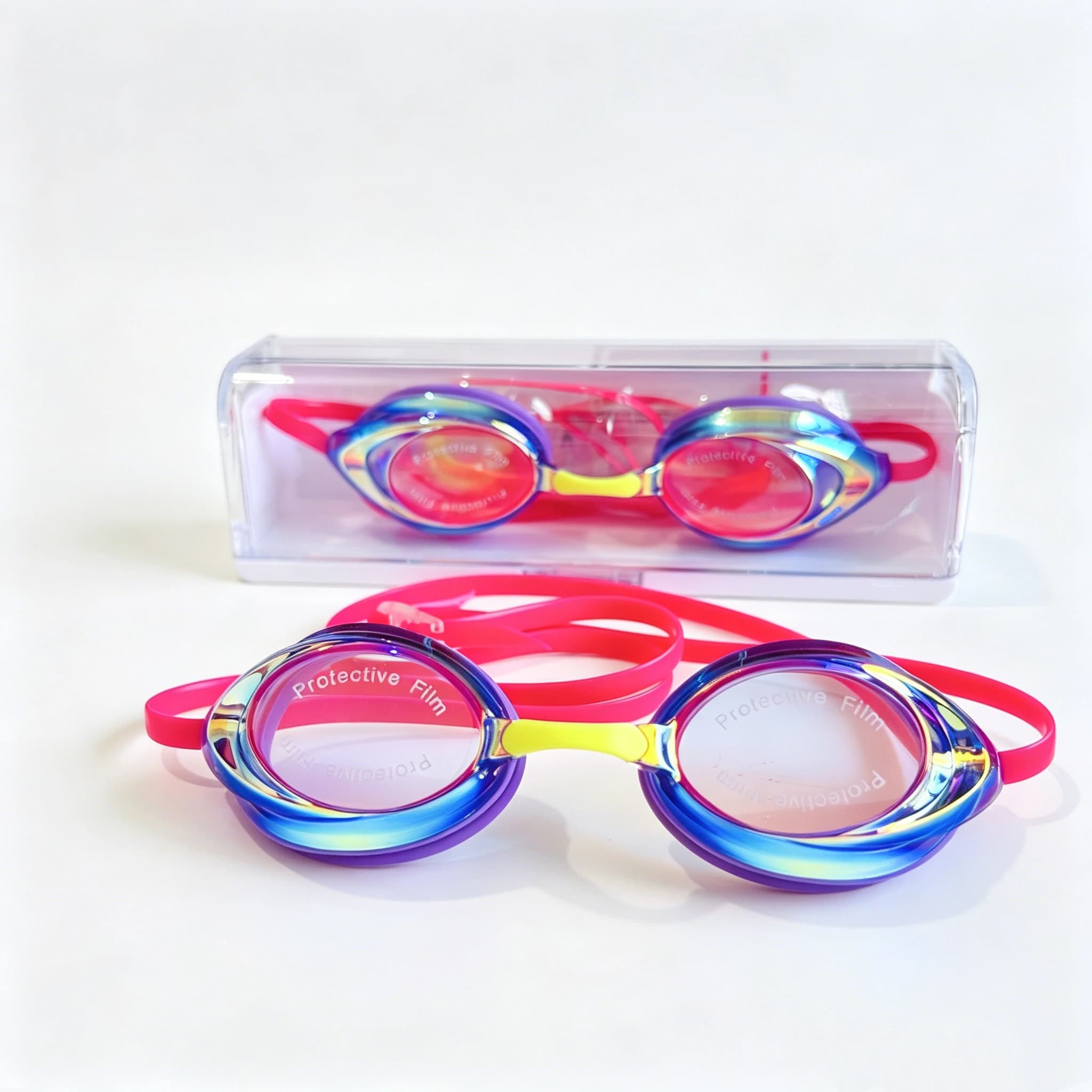 Electroplated Mirror Swimming Goggles Anti Fog UV400 Waterproof Swim Glasses With Extra Replacement Nose Bridge Soft Silicone Ad