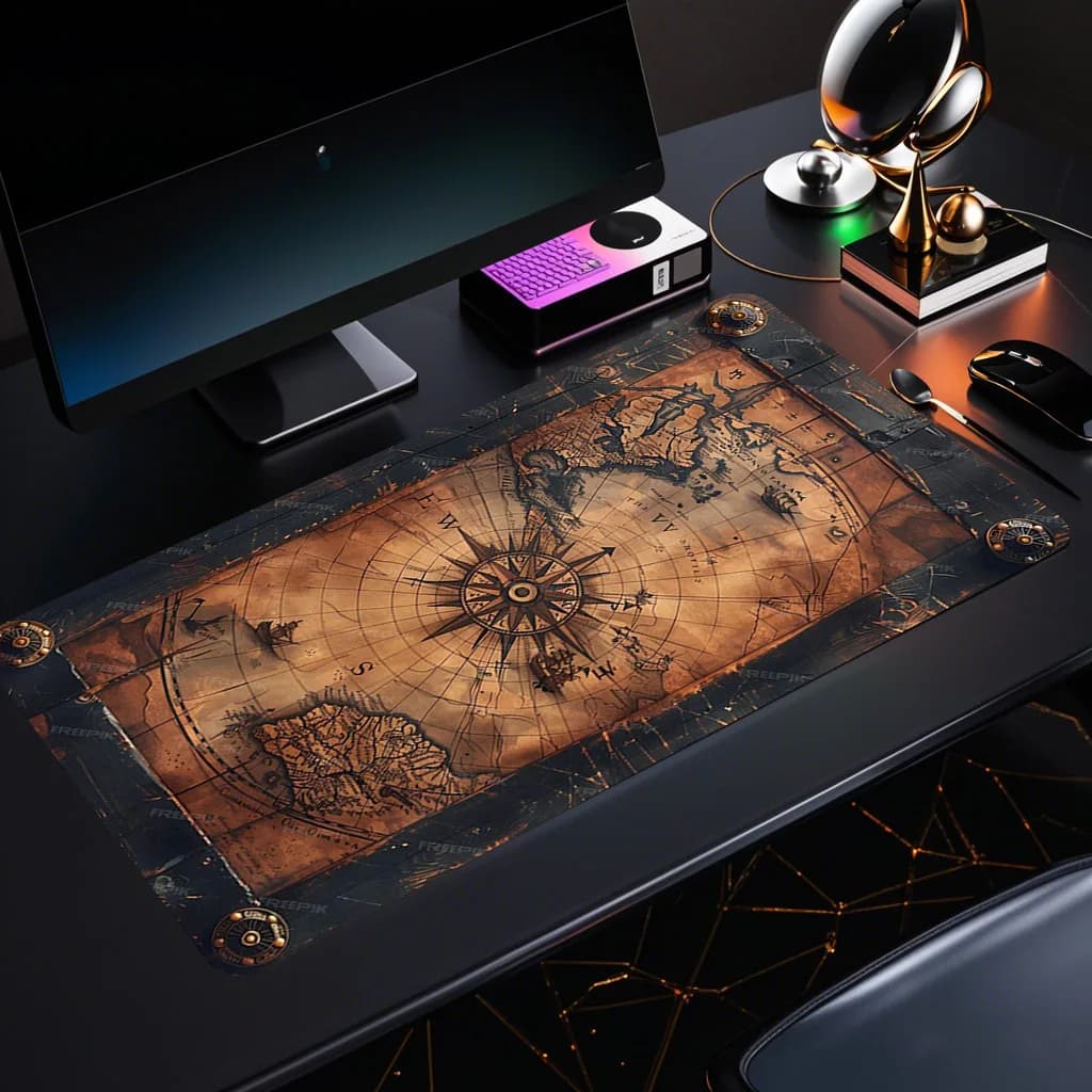 Mappa nautica vintage Tappetino per mouse grande Tappetino da scrivania in gomma antiscivolo Tappetino per mouse da gioco Gadget da scrivania Tappetino da gioco per tavolo per computer Tappetino da gioco