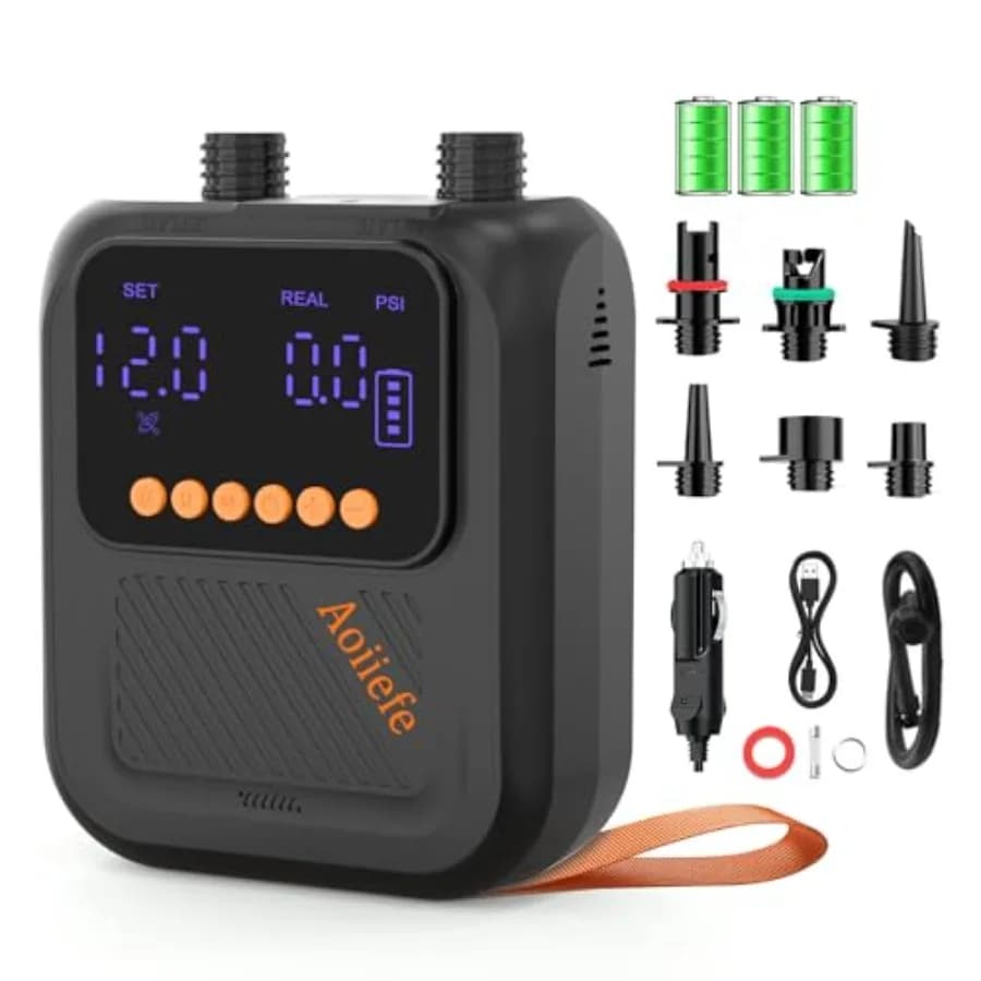 Pompa Elettrica Portatile Ricaricabile per SUP, Kayak e Tende, Gonfiaggio e Sgonfiaggio a Doppio Stadio fino a 20PSI