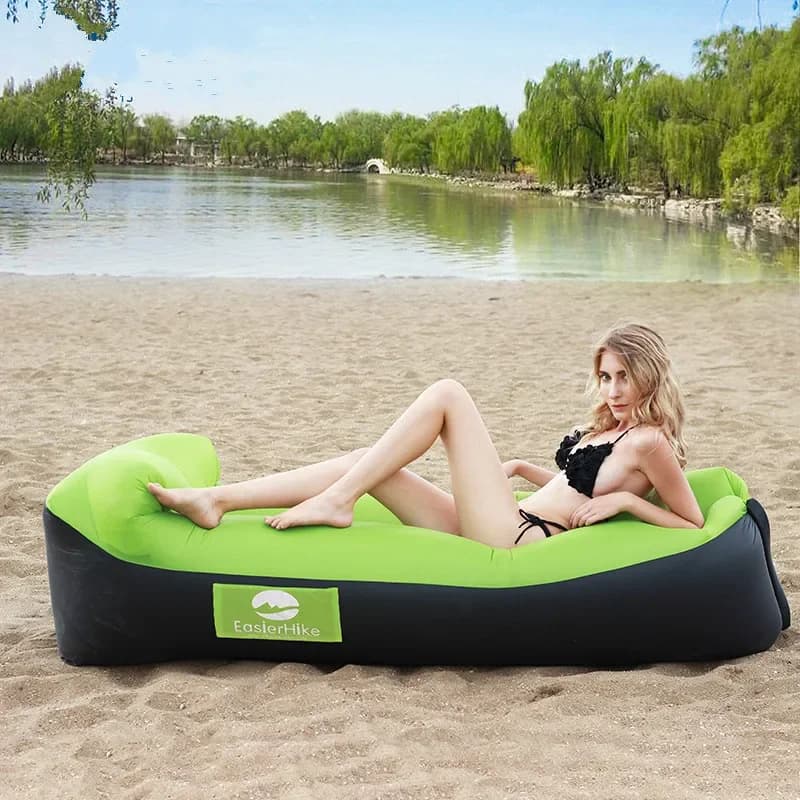 Divano ad aria portatile pieghevole per divano gonfiabile pigro per esterni con cuscino Beach Field Park e tappetino da campeggio per lettino da giardino per famiglie