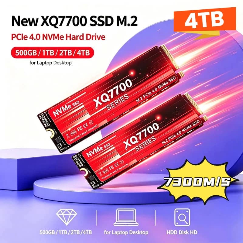 2026 XQ7700 M2 PCIe 4.0 SSD 4TB 500GB 1TB 2TB M.2 SSD NVME Solid State Drive 7300M/S Internal Hard Disk for Desktop Laptop PS5