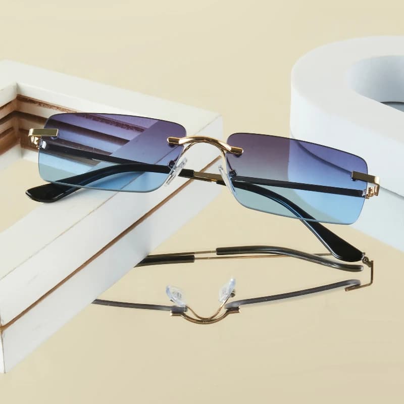 1Pc Fashion Glasses Man New Metal Frameless Elegant Fashion Versatile Retro Suitable for Daily Use Outdoor Holiday Solar Protection