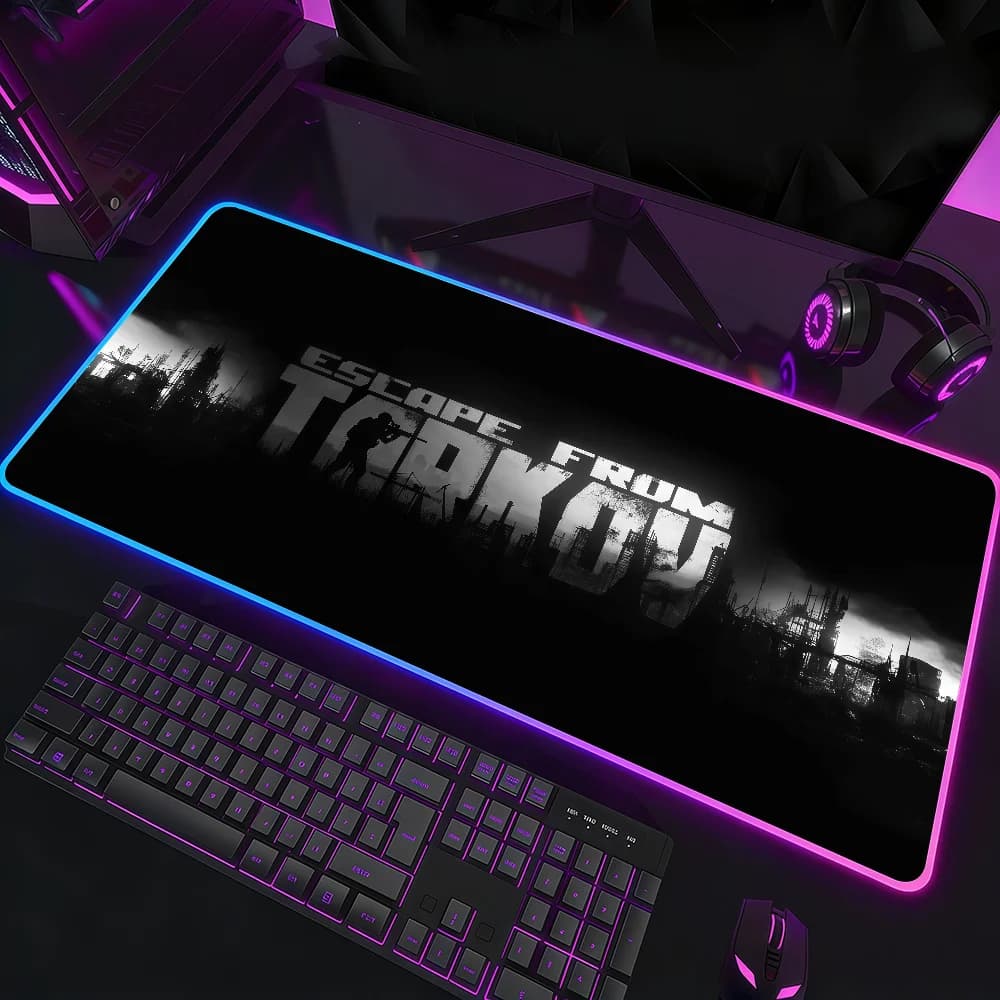 Tappetino per mouse Game Escape from Tarkov, impermeabile, con luce LED RGB, colorato, per tastiera da gioco, superficie antiscivolo