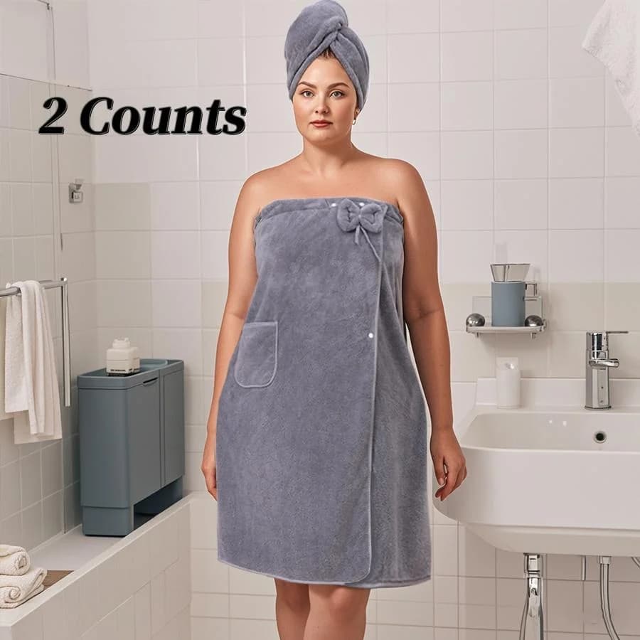 Set cuffia da doccia extra large stile principessa da 2 pezzi | Microfibra, morbida e traspirante | Elevate Comfort sportivo, yoga, spa e fitness