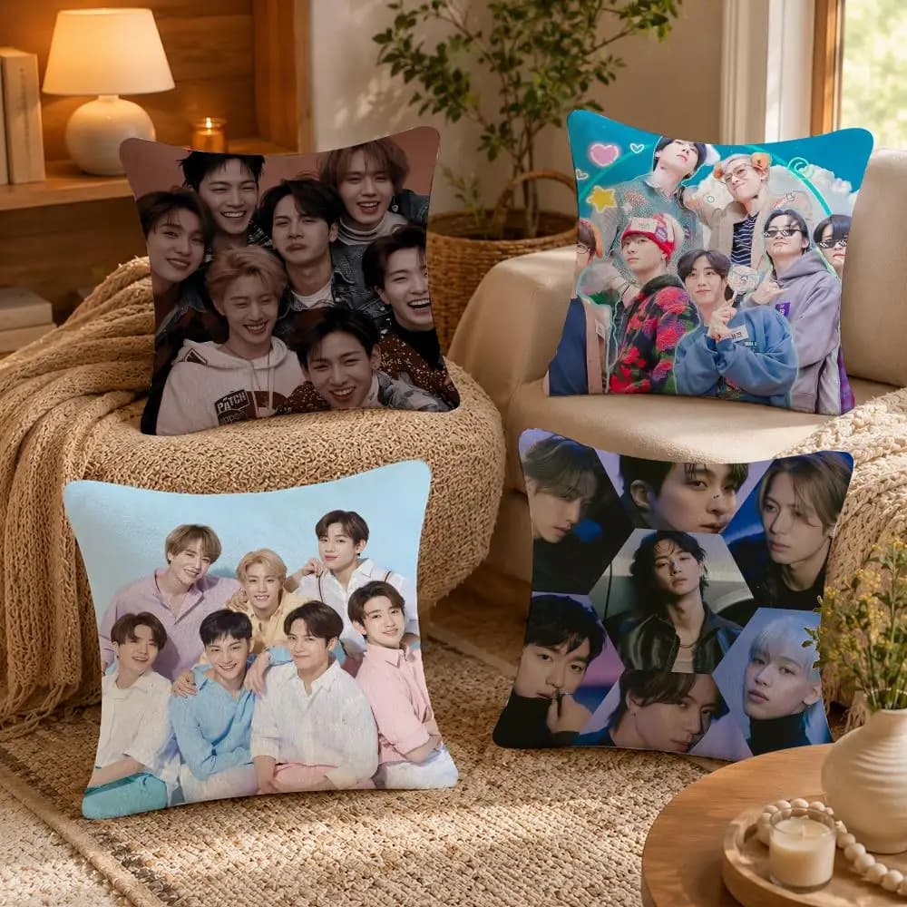 Boy Group G-GOT7-ES Band KPOP Cushion Cover Soft Short Plush Pillow Case Double Sided Print Washable Sofa Bed Home Decor Gift