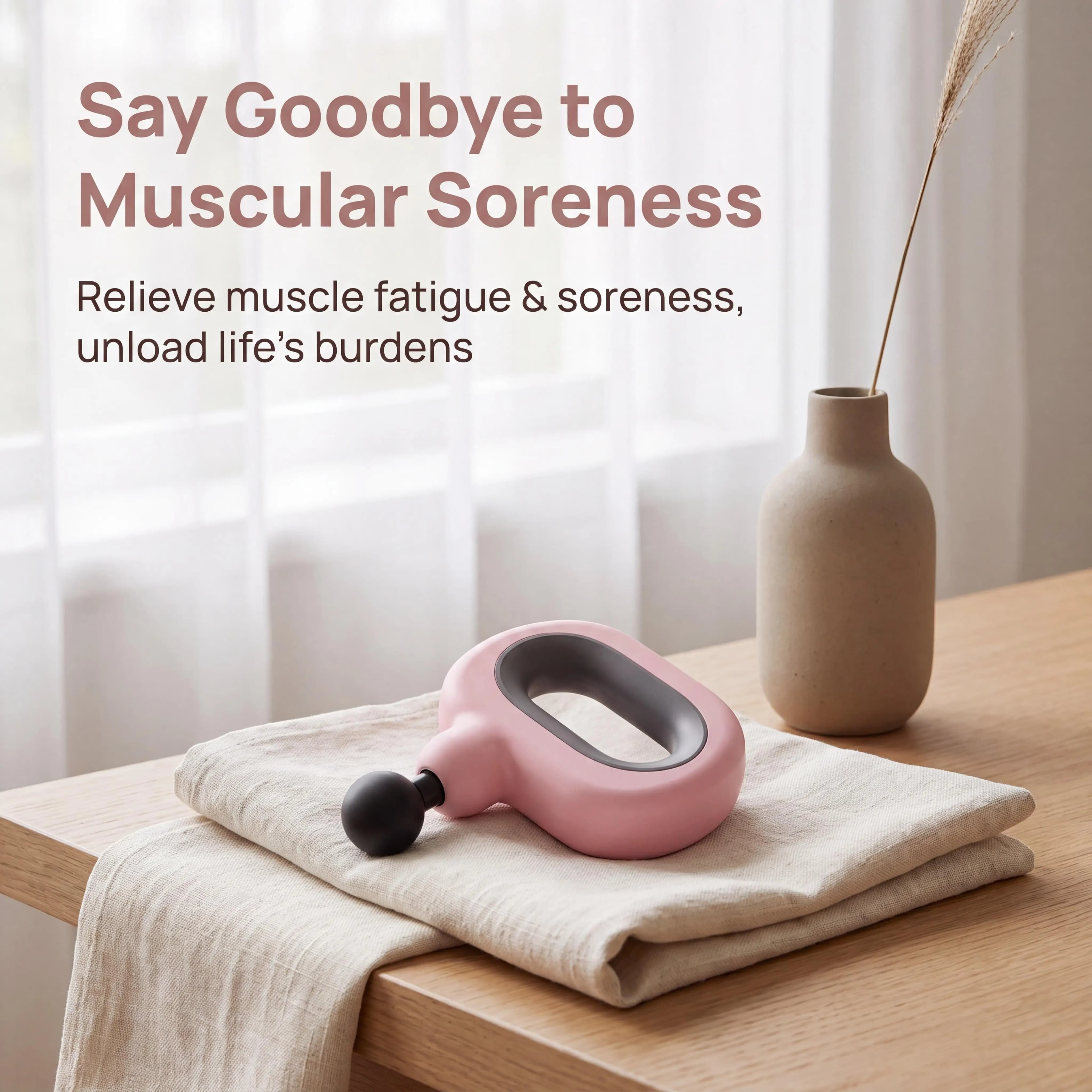 Portable Ergonomic Fascia Gun – 6-Speed Deep Tissue Percussion Massager, Cordless Battery Powered Massage Gun with Multiple Head