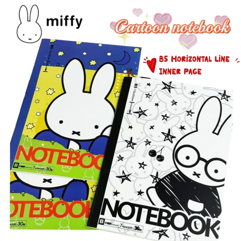 New Miffy High Color Value Cartoon Cute Graffiti Notebook Ins Style Creative Simple b5 Student Handbook Notepad Birthday Gift