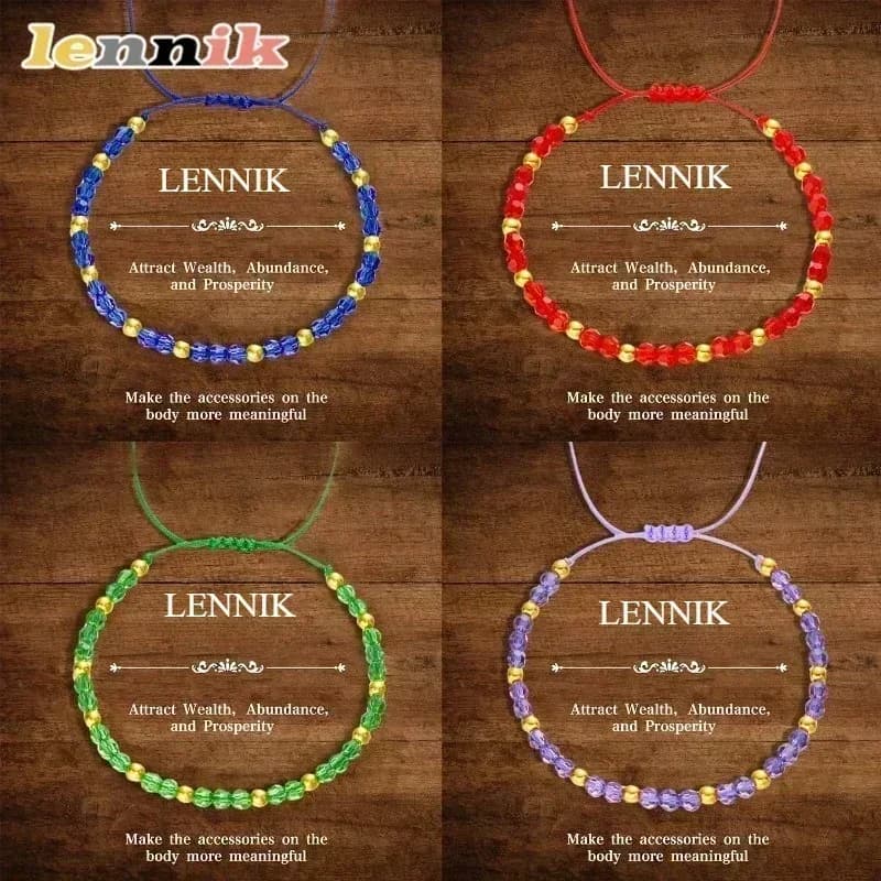 LENNIK Braccialetto Simbolico in Cristallo Intrecciato a Mano in Quattro Colori, Alla Moda e Versatile, Regalo di Amicizia e Benedizione 2026