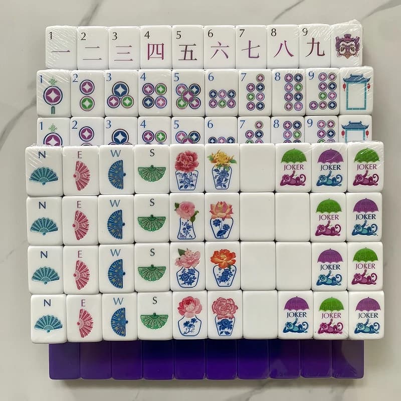 Luxury Engraved American Mahjong Set OMHJGO Dark Purple 4 Layer Acrylic Tiles, Portable Board Game for Leisure & Festival Gifts