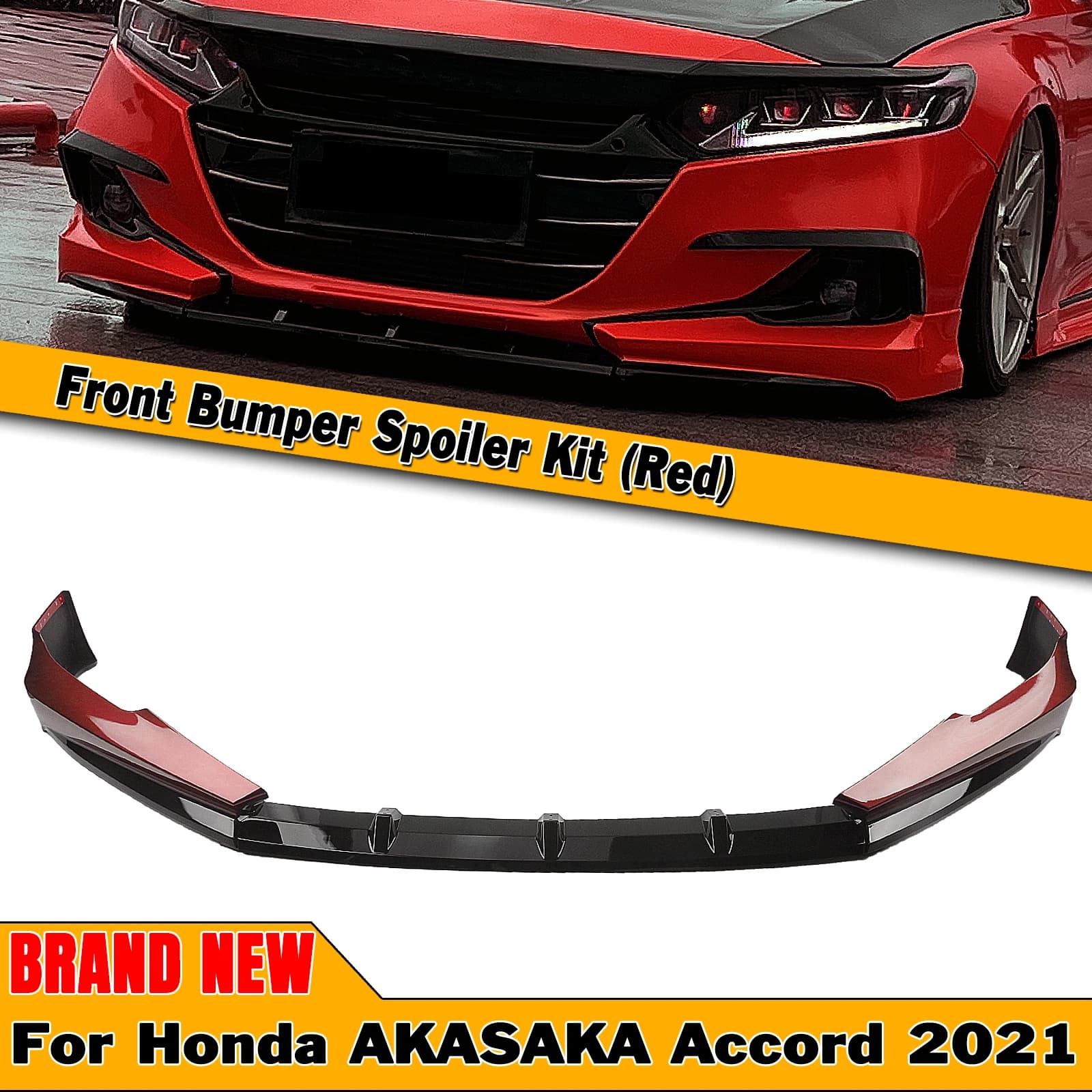 AKASAKA Paraurti Anteriore Spoiler Labbro Inferiore Diffusore Lama di Protezione + Splitter Laterale Copertura D'angolo Canard Per Honda Accord 2021-2022