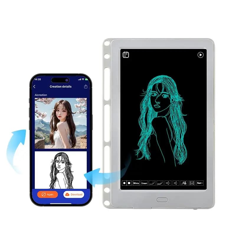 sincronizzazione tablet LCD digitale disegno creazione AI rendering grafico personalizzazione documenti AI insegnamento video penna intelligente