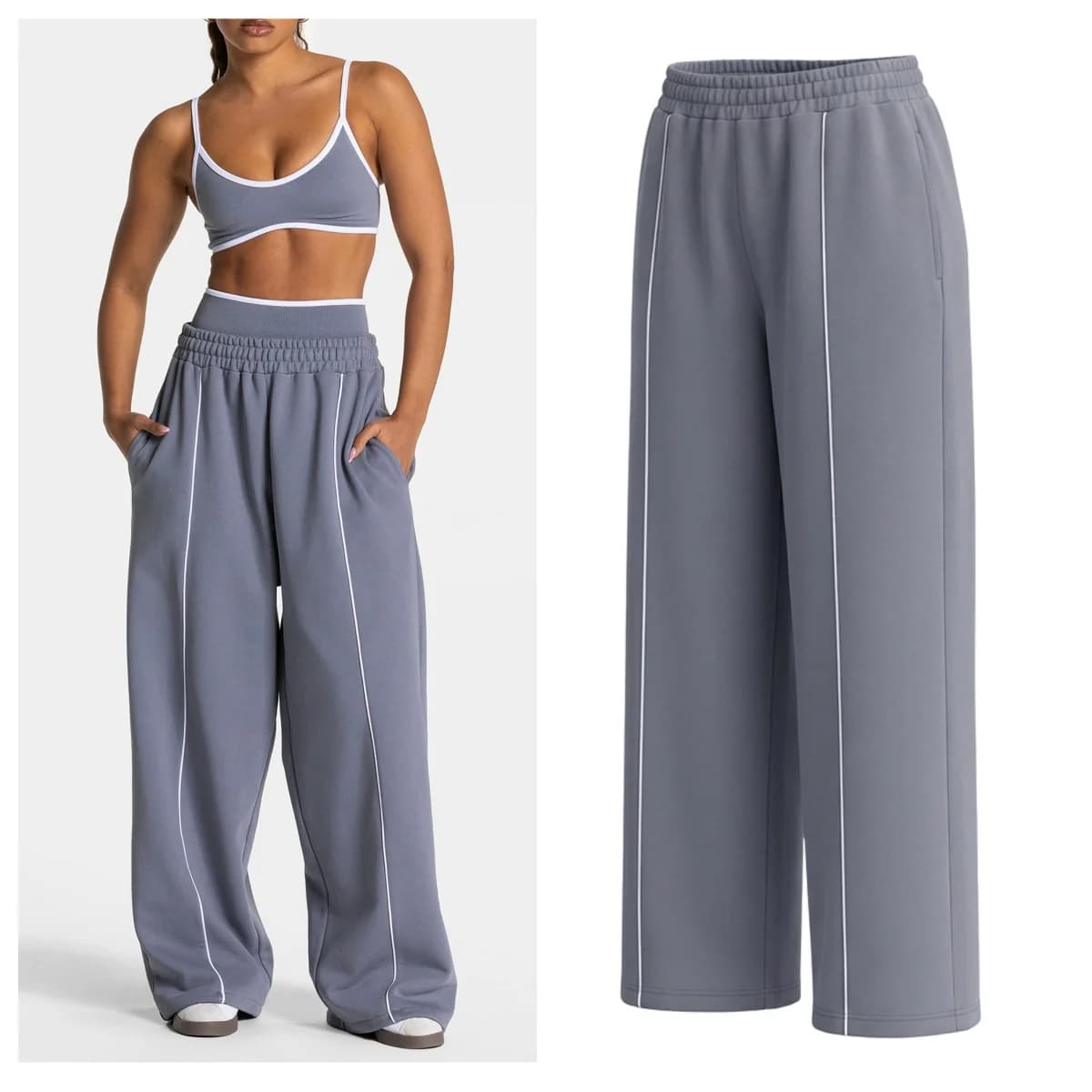 Pantaloni Sportivi da Donna a Vita Bassa con Cintura, Gamba Dritta, Tinta Unita, Casual, da Palestra, con Tasche Multiple, Larghi, per Lavoro