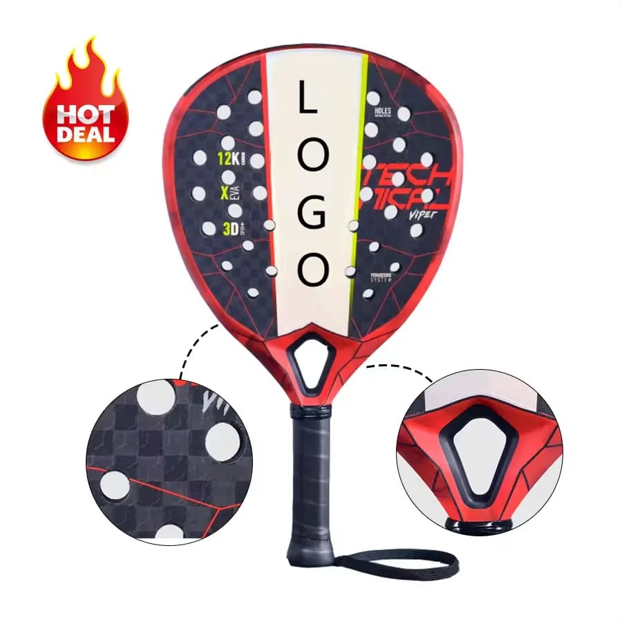 Custom graphite Carbon fiber material tennis racket, 3K/12K/18K texture, soft EVA grip, customizable logo polyester net outdoor