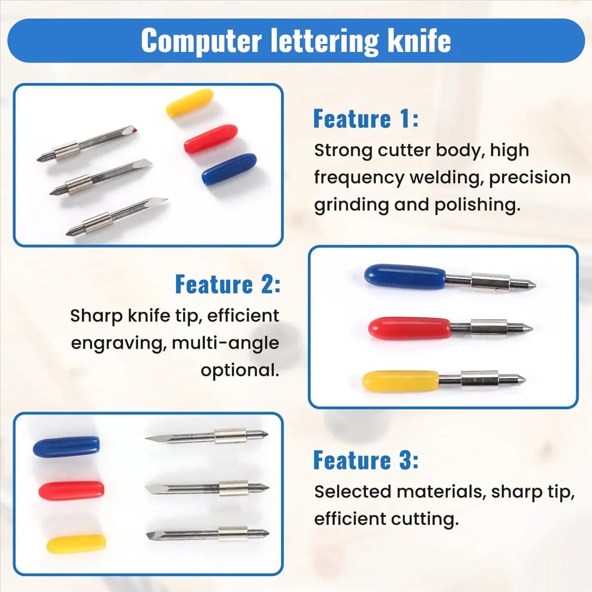 doyou 16Pcs 30/45/60 Degree Graphtec Cb15 Cb15U Vinyl Cutter Blade+Graphtec Cb15 Cb15U Blade Holder