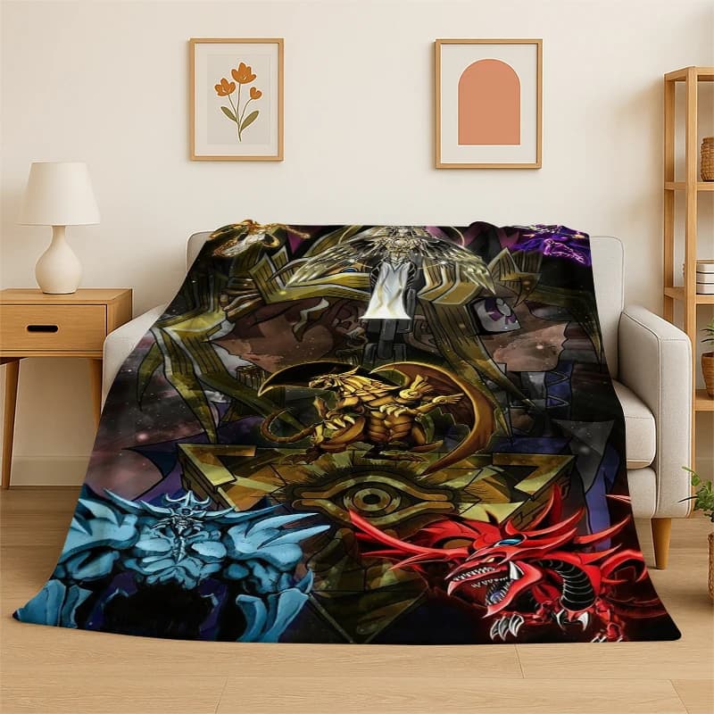 Coperta in Flanella Yu-Gi-Oh con Carte Mostro, Morbida e Calda, per Camera da Letto, Soggiorno, Viaggi, Campeggio, Picnic