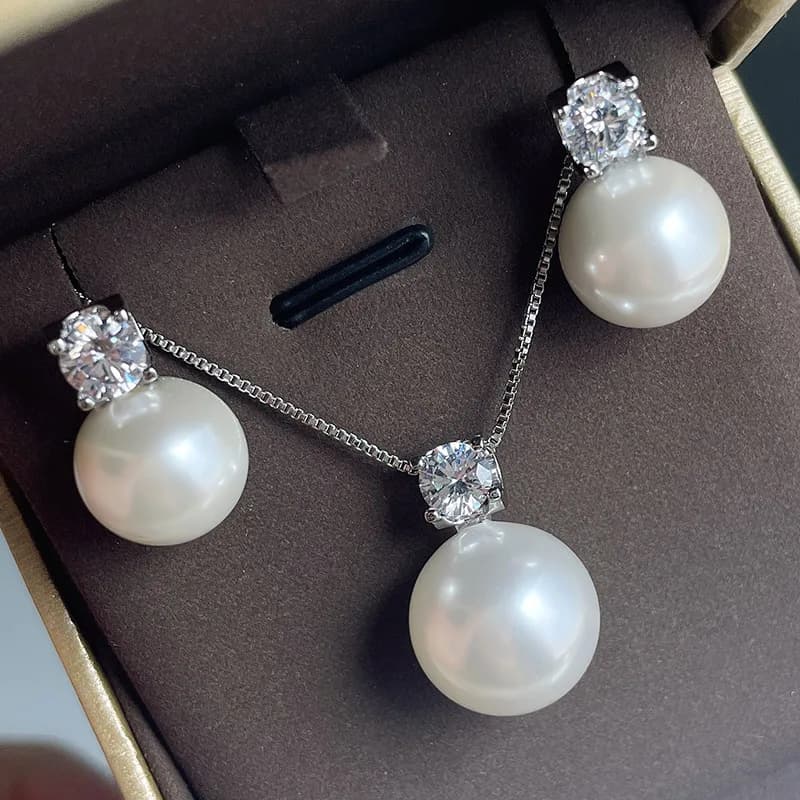 Simple and Elegant Earrings with Simulate Pearls and Cubic Zirconia 2026, Fashion Luxury Jewelry for Women, Silver Color