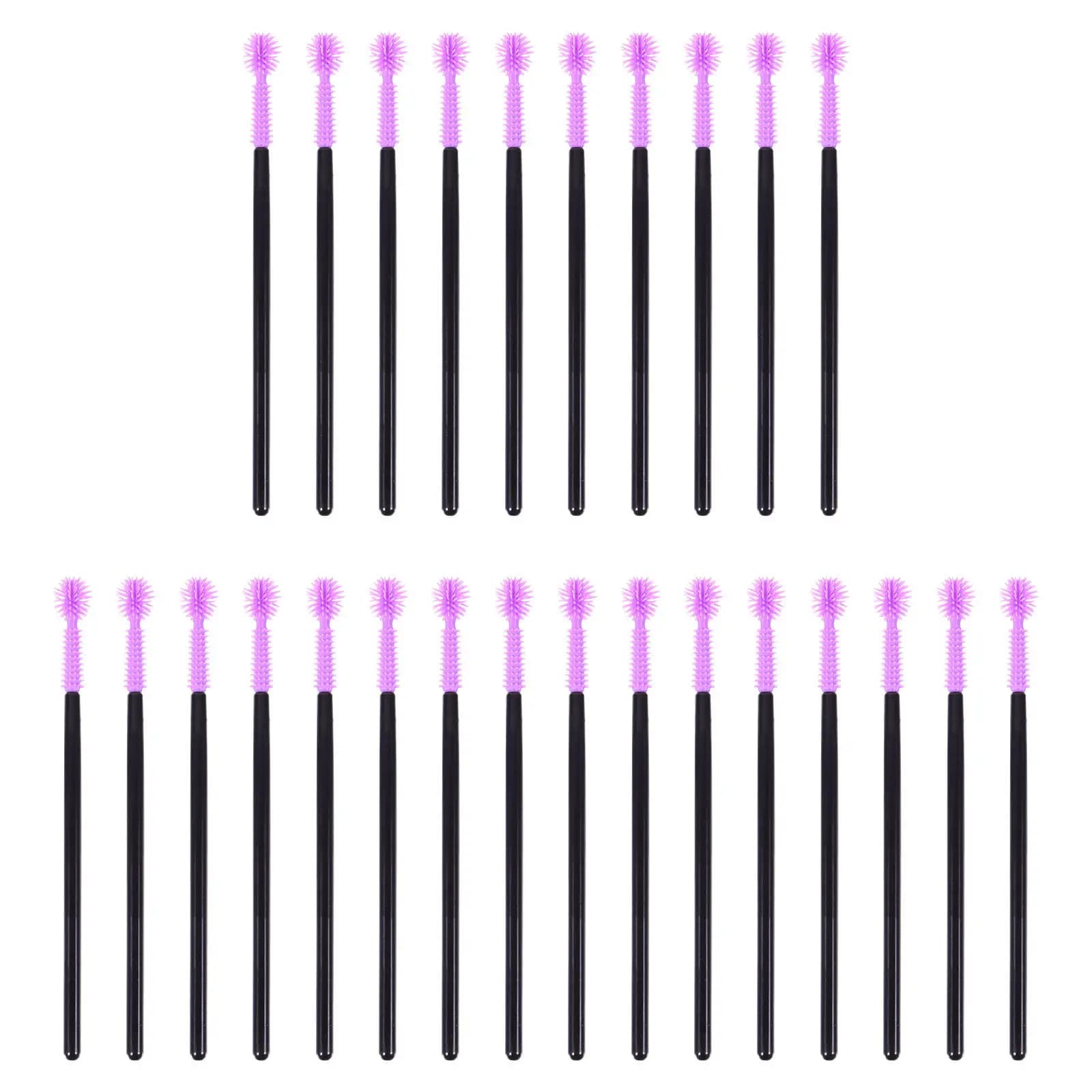 50 Pieces Purple Eyelash Brushes, Eyebrows Petals, Mascara Applicators, Portable Beauty Tools and Lights for Salon, Store, Domestic Use, Makeup Bag