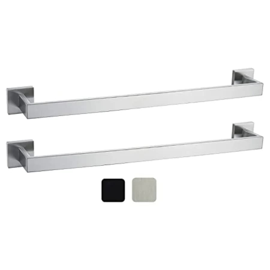 Set di Portasciugamani per Bagno in Acciaio Inox 304, Portasciugamani Moderno Quadrato Antiruggine da Parete