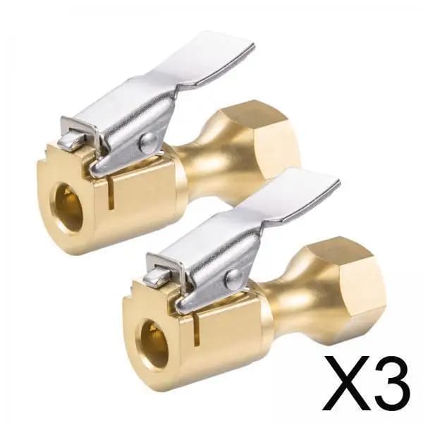 Mandrino ad aria in ottone per pneumatici con serratura da 2 pezzi con ugello di gonfiaggio universale a clip per connettore della pompa del compressore dell'auto