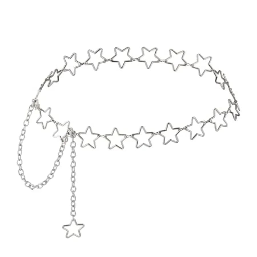 KALIONE Catena da Vita a Stella da Donna, Cintura a Catena in Metallo Regolabile Stile Western con Lunga Nappa per Abiti e Jeans da Donna e Ragazza