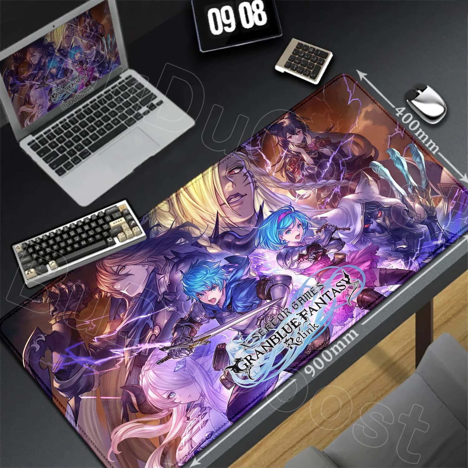 Tappetino per mouse grande per computer Tappetini per scrivania per cartoni animati Gaming GRANBLUE FANTASY Relink Mousepad Tappeto in gomma XXL Mausepad Tappeto per tastiera per giocatori