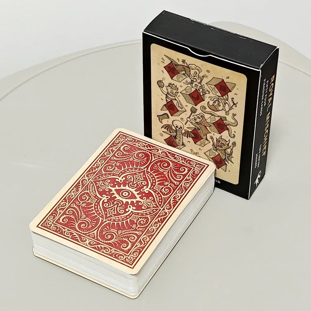 Carte da gioco per trasformazione Royal Mischief 9 * 6 cm 54 pezzi Carte da poker Set completo Mazzo Oracle stampato su cartoncino doppio in rilievo